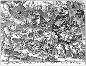 2.Desidia, die Trägheit; Holzschnitt nach Pieter Brueghel d.Ä.