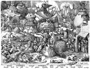 3. Superbia, der Hochmut; Holzschnitt nach Pieter Brueghel d. Ä.