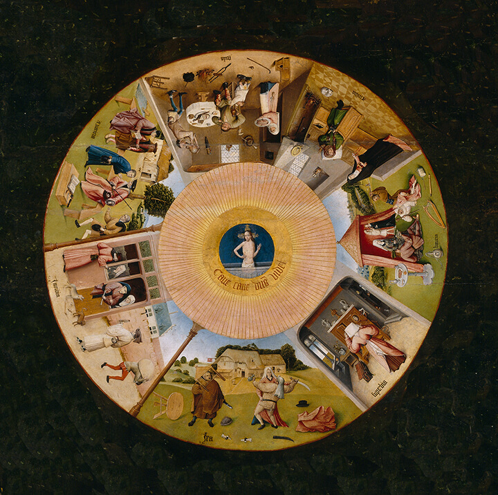 Detail aus Hieronymus Bosch: Die sieben Todsünden mit den vier letzten Dingen (1505-1510).
